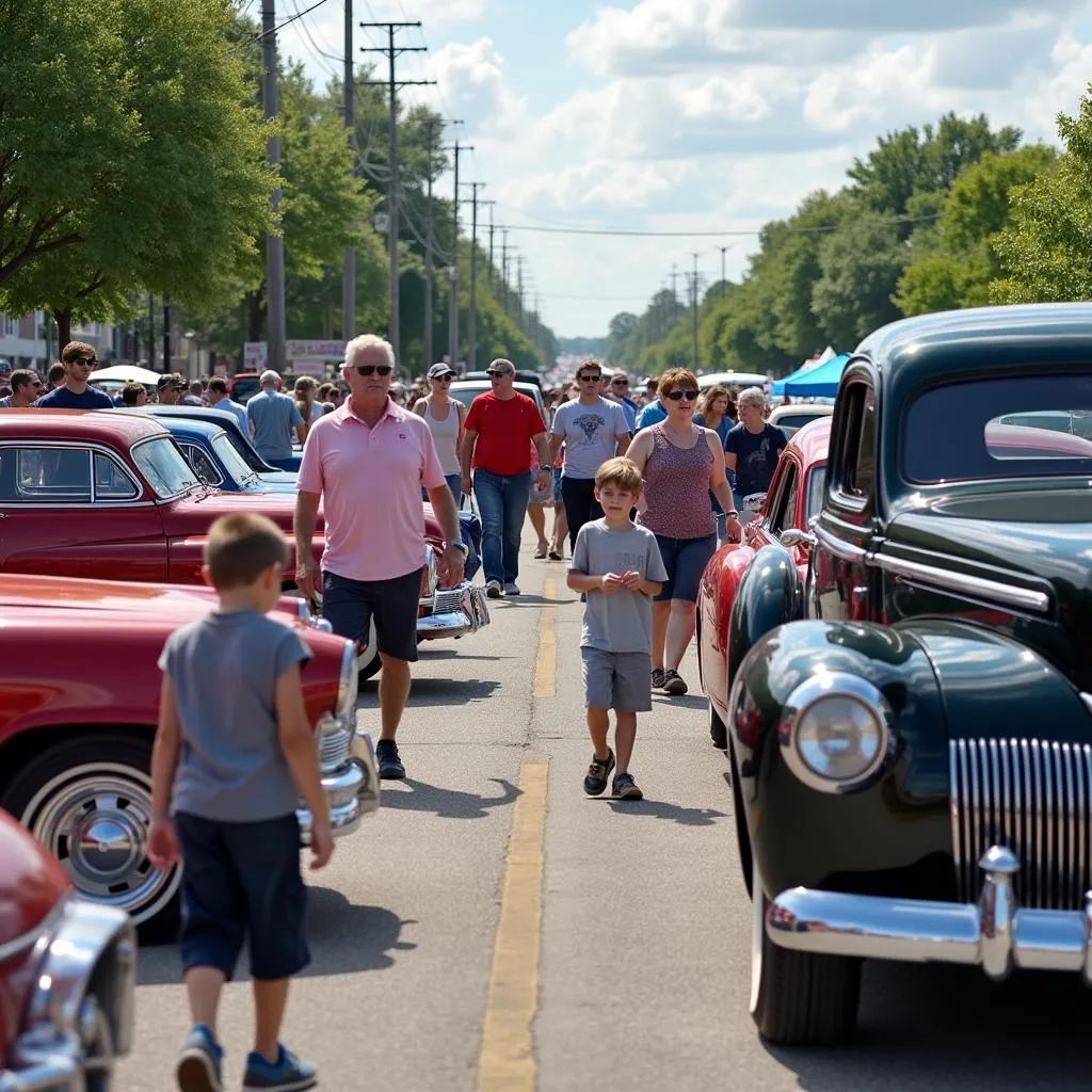 Crowd of Attendees at Davenport Car Show