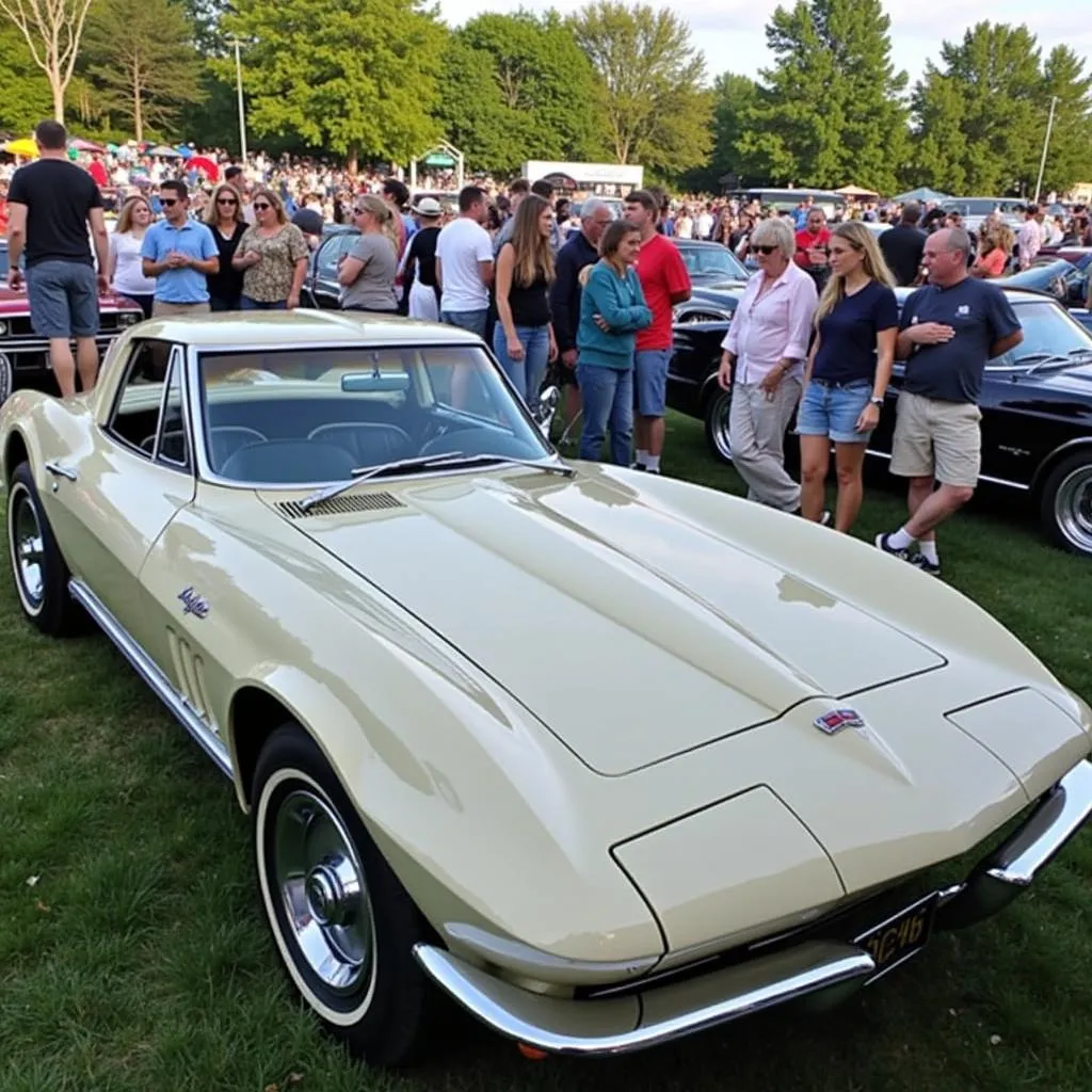 Enthusiasts Admiring Cars at Delavan WI Car Show