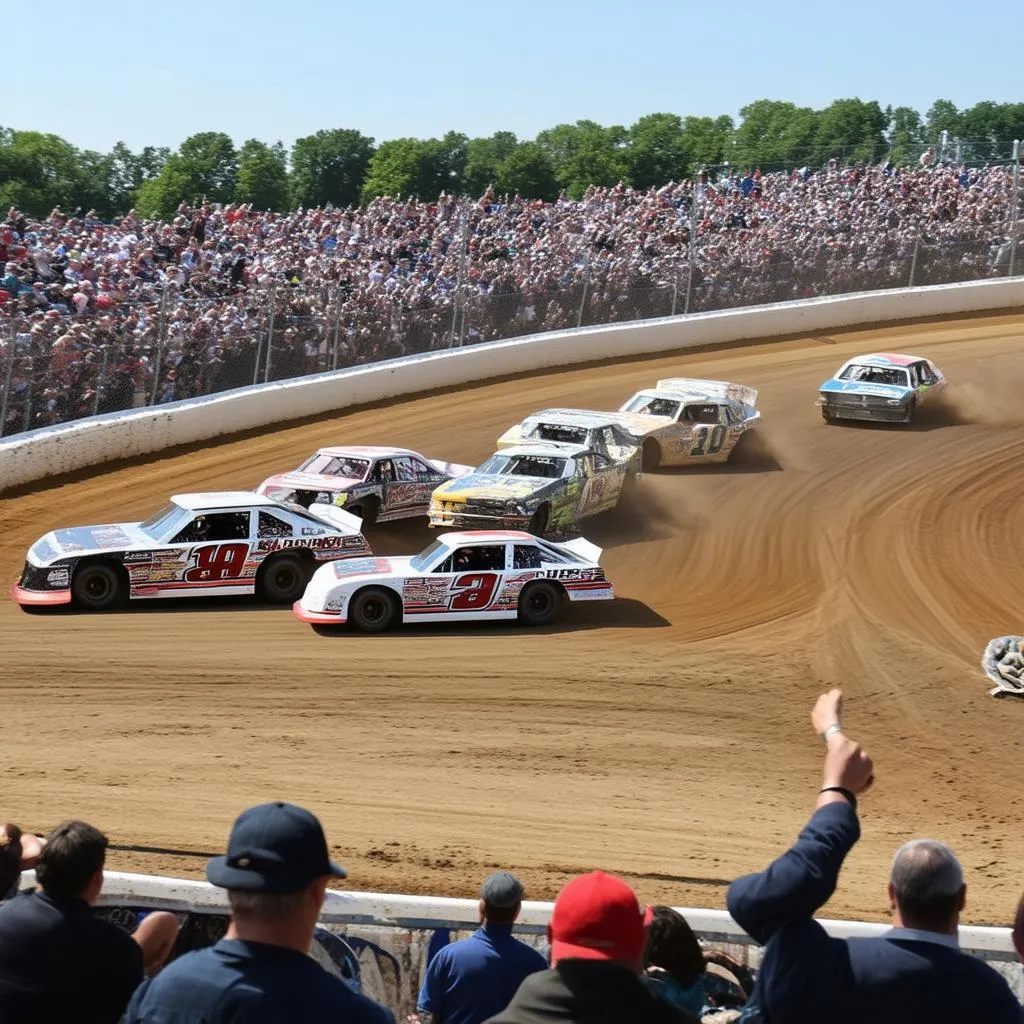 Derby car race with crowd