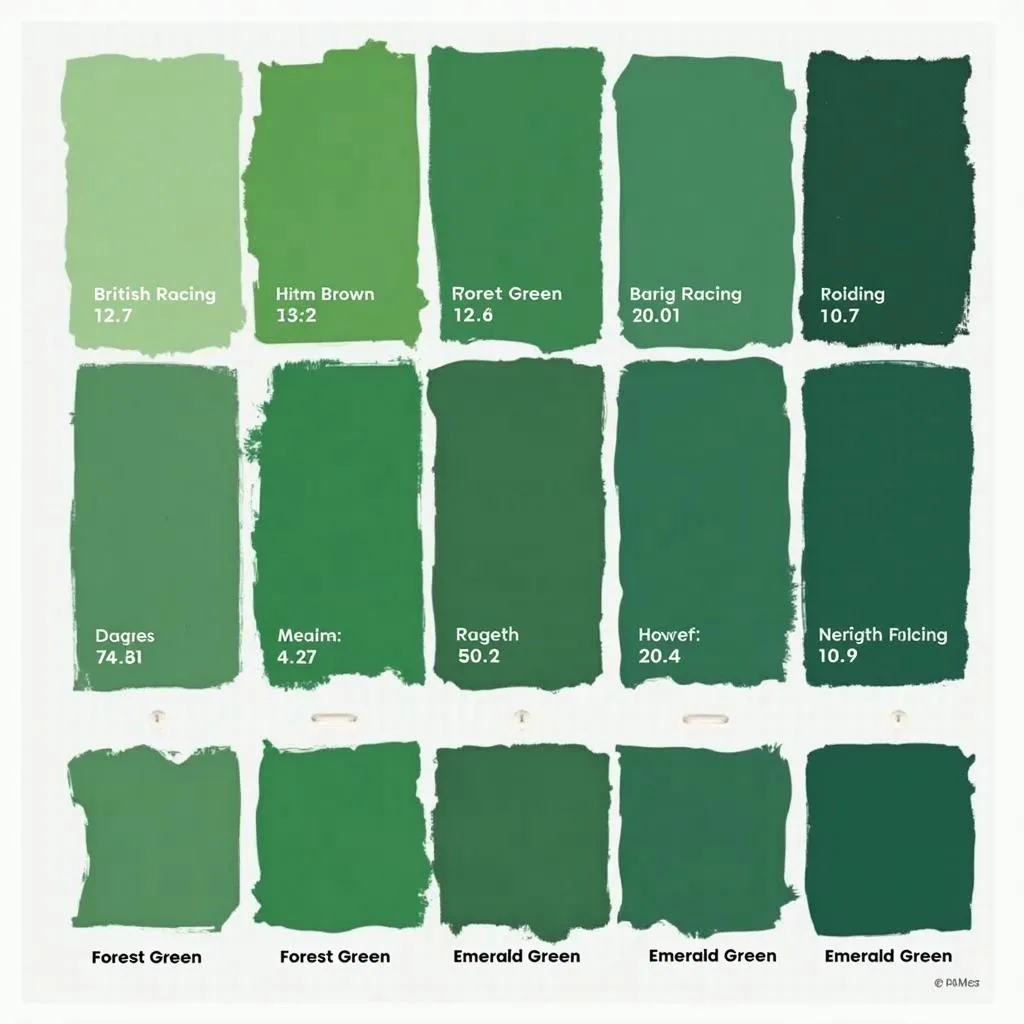 Different Shades of Dark Green Car Paint