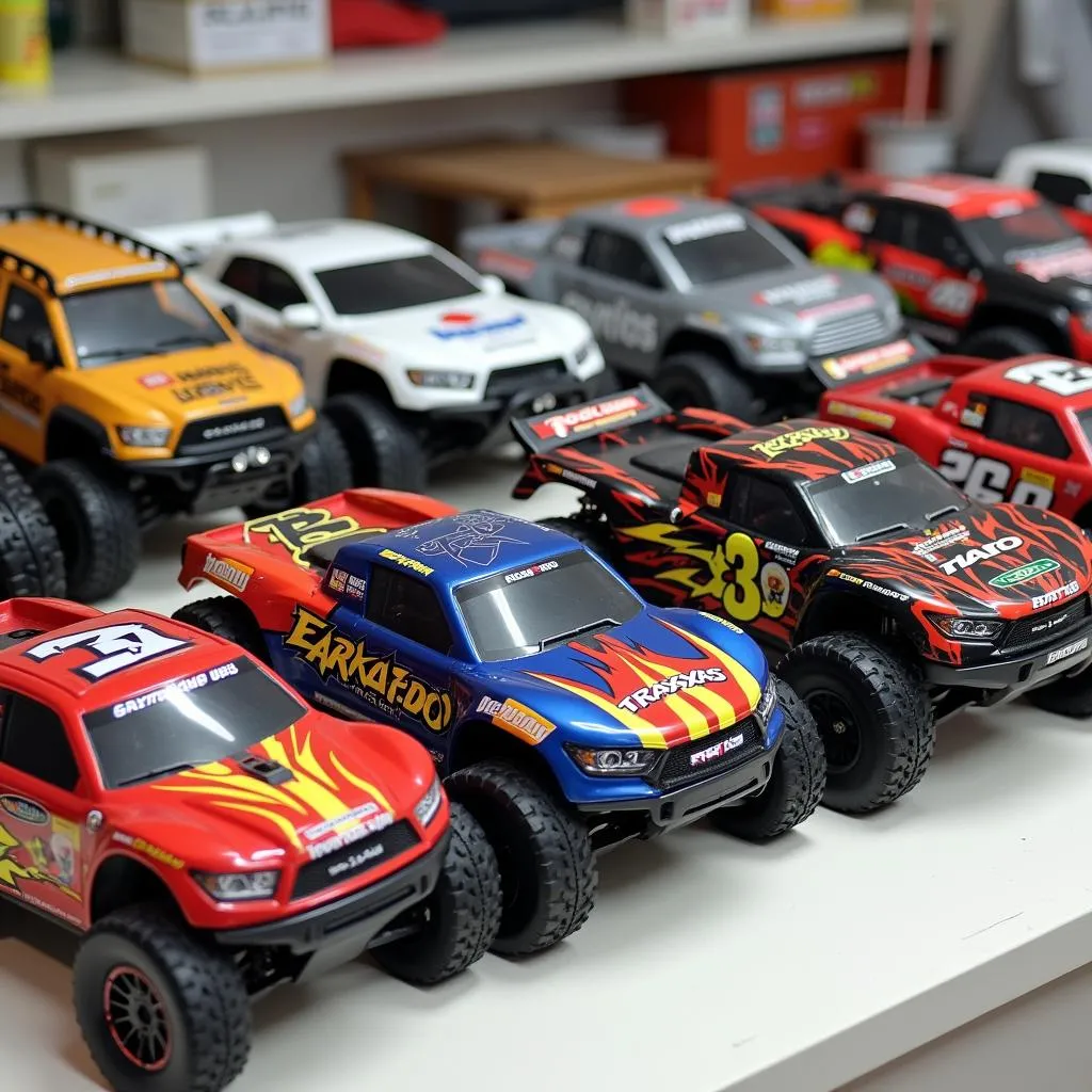 A variety of 1 14 scale RC cars, showcasing different styles and brands.