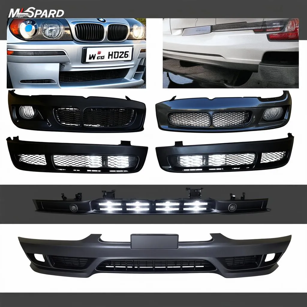 Different types of front bumpers for a BMW car