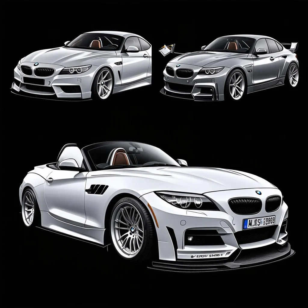 Various body kits for the BMW Z4 showcasing different styles