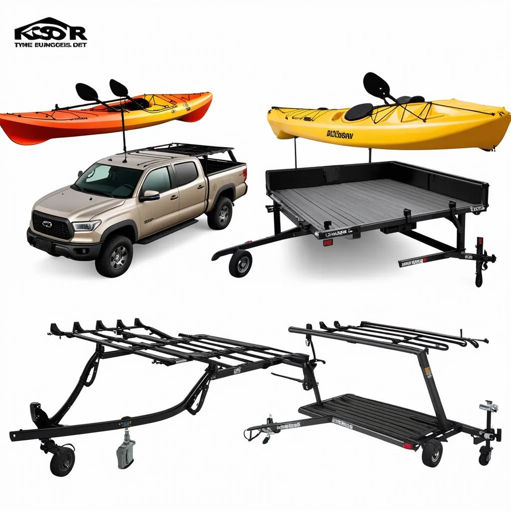 Various kayak rack types on display