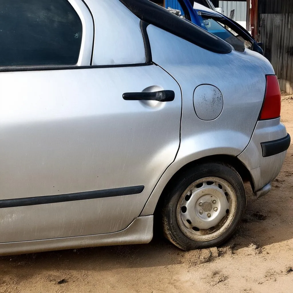 Dirty Metallic Silver Car