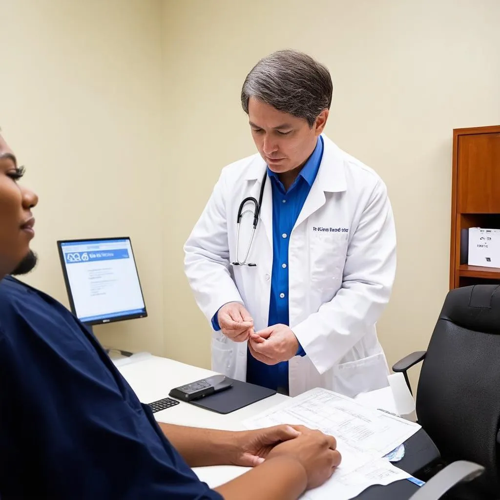 Doctor examining a patient in a clinic