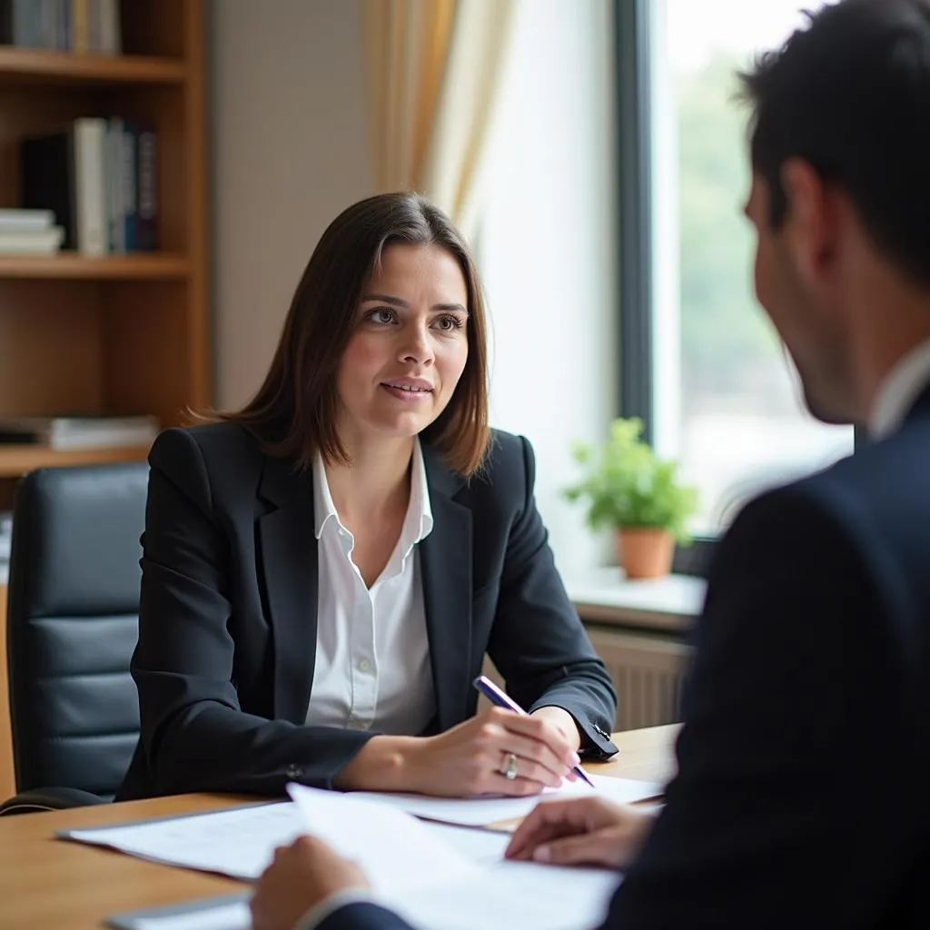 Donna consulting with lawyer