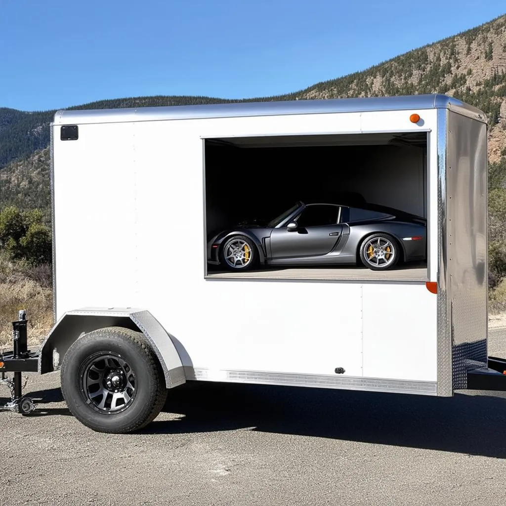 Enclosed Trailer Hauling Car