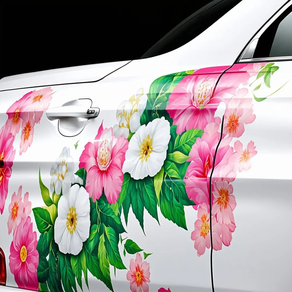 Floral Car Wrap Close-Up