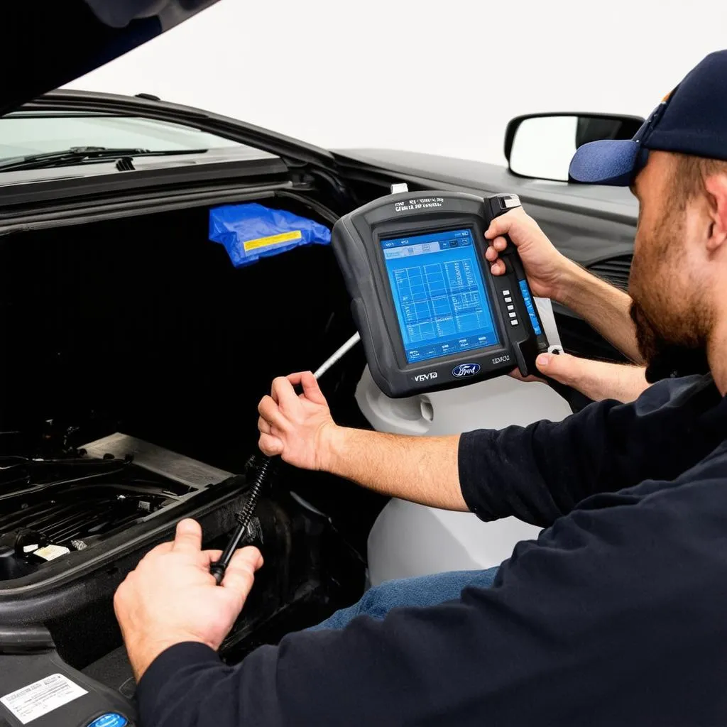 Ford Focus being maintained