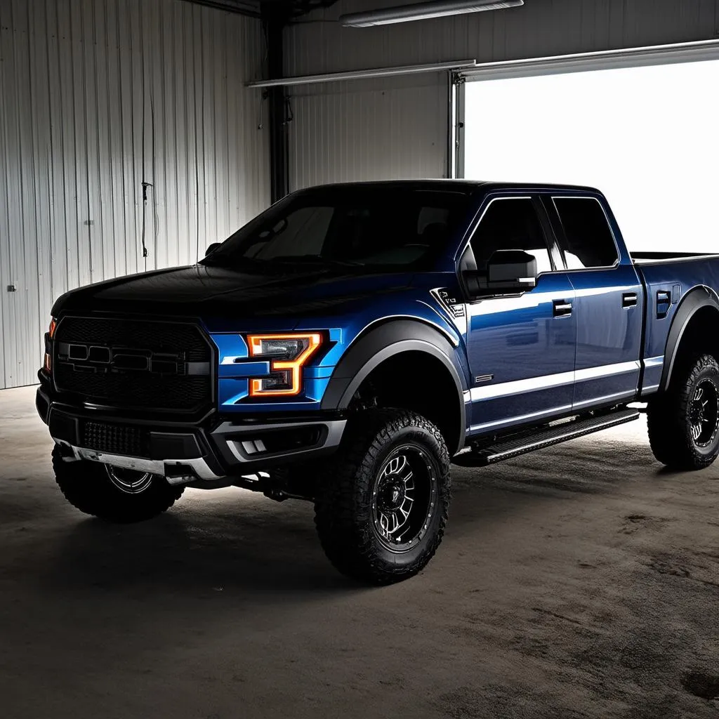 Ford Raptor Parked in Garage