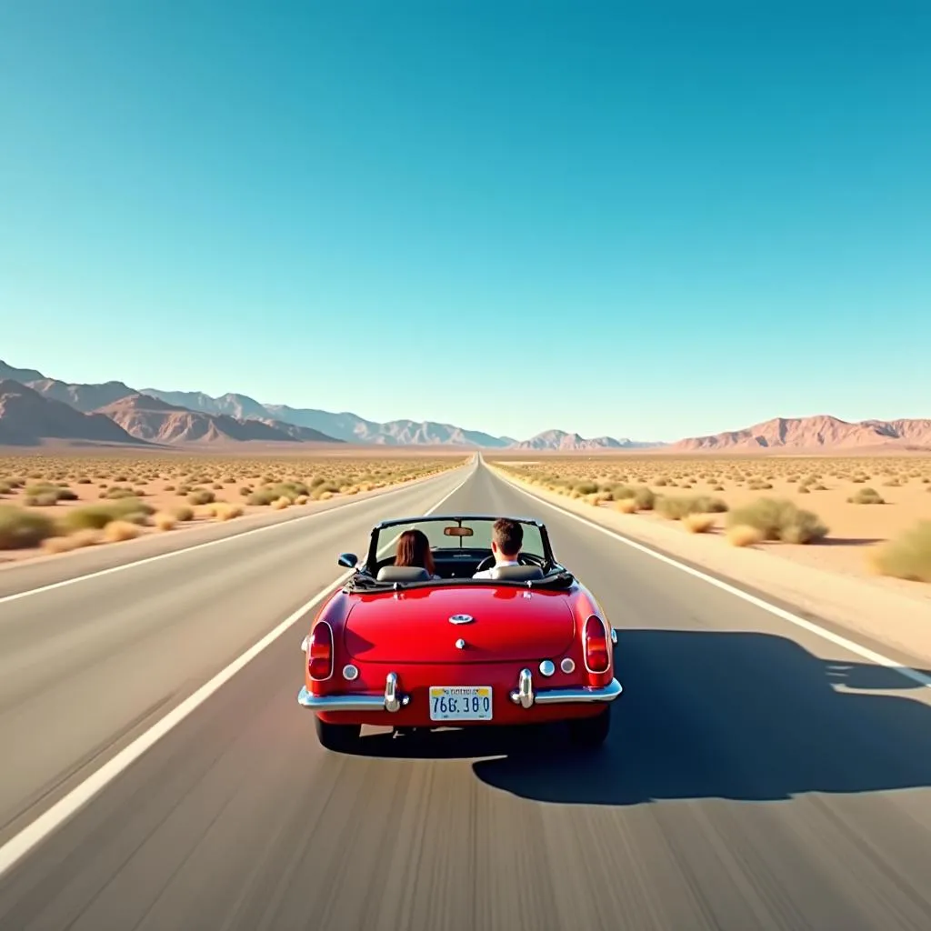 Car driving on an open road