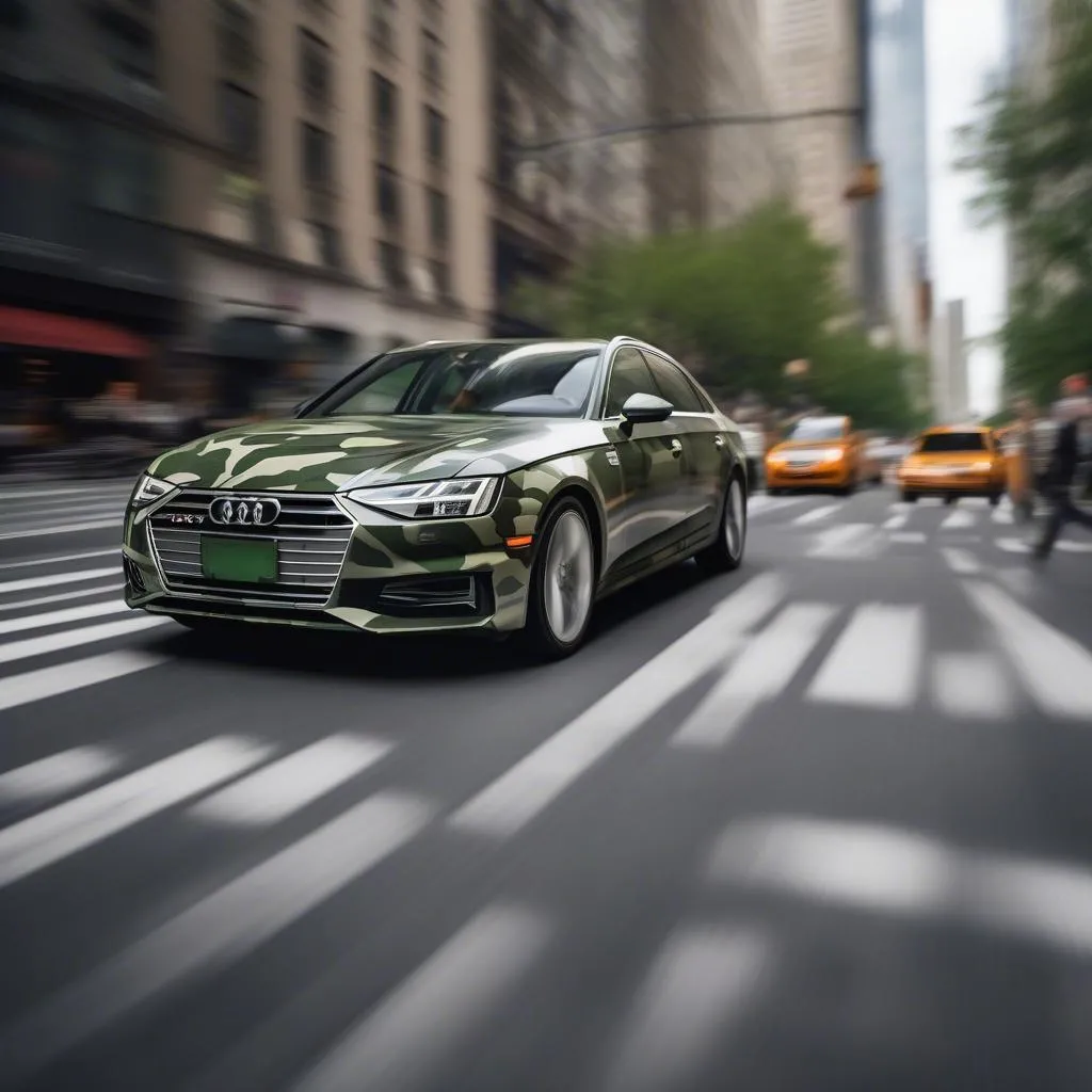 Green Camo Audi A4 in NYC Street