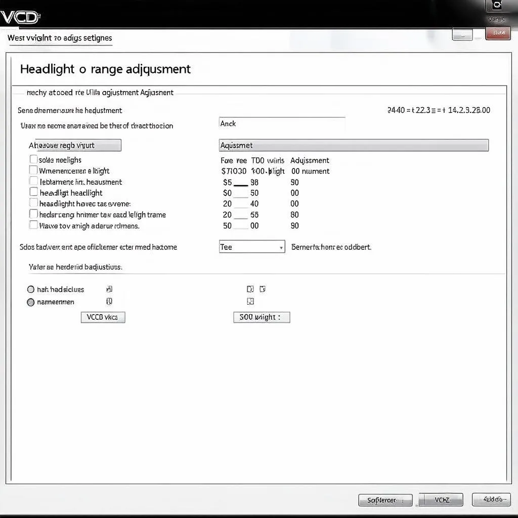 VCDS Screen Showing Headlight Range Settings