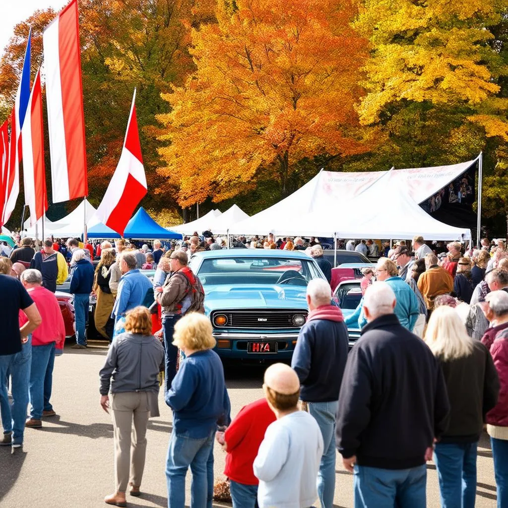 Large crowd at a car show in the Hudson Valley