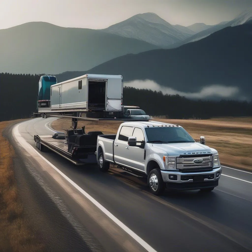 Transporting a Truck with a Hydraulic Car Hauler