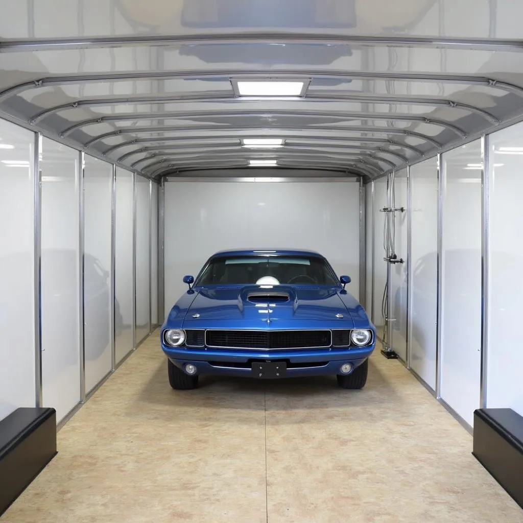 Spacious interior of an enclosed car trailer