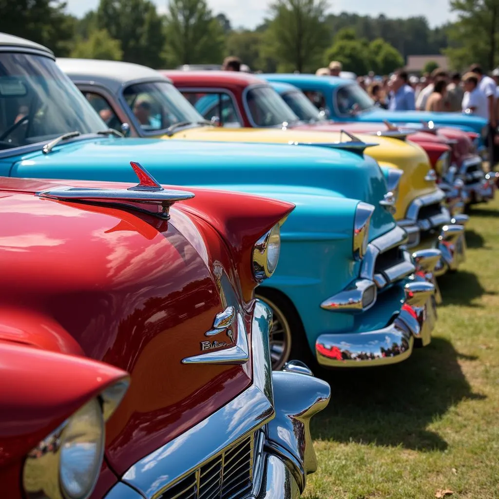 Classic cars on display at a car show in Jasper, AL