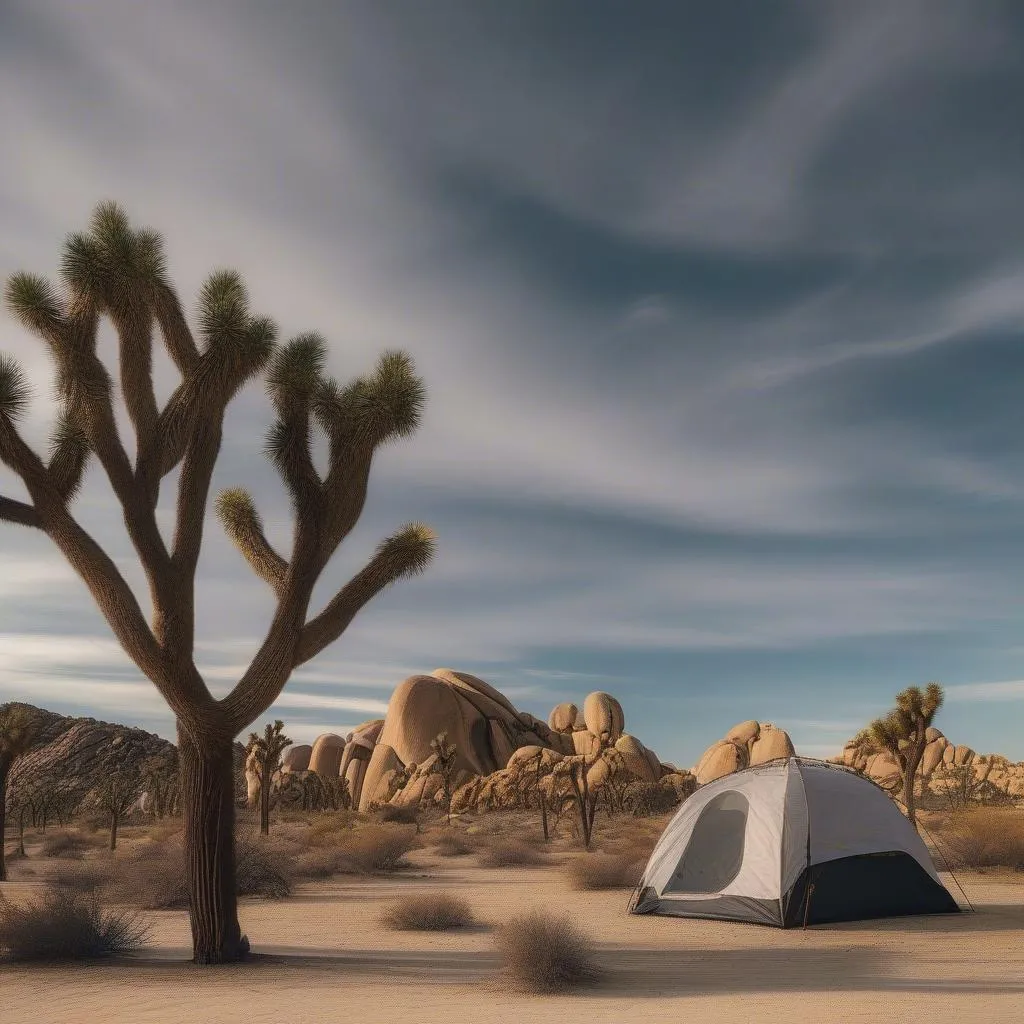 Joshua Tree National Park Campground with Rock Formations