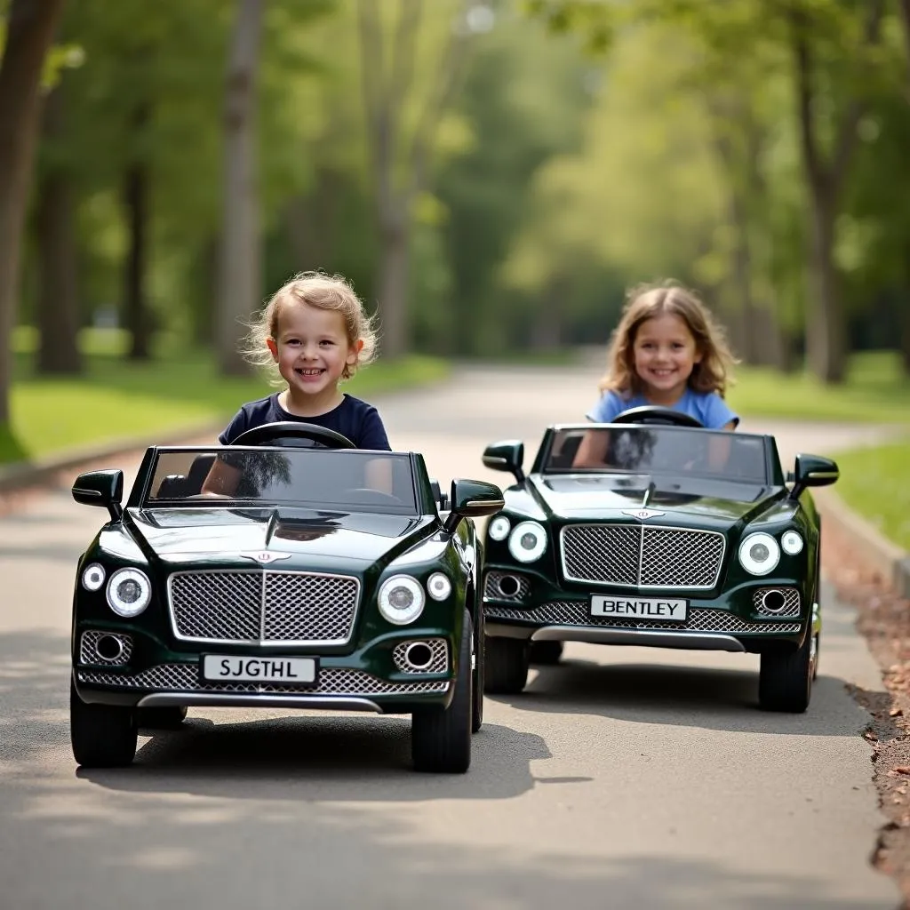 Children enjoying Bentley ride-on cars