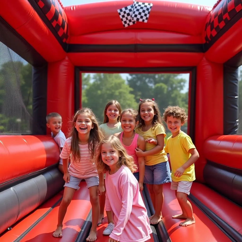 Kids Racing in a Bounce House