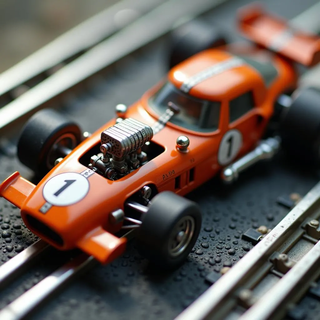 Lifelike HO slot car close-up