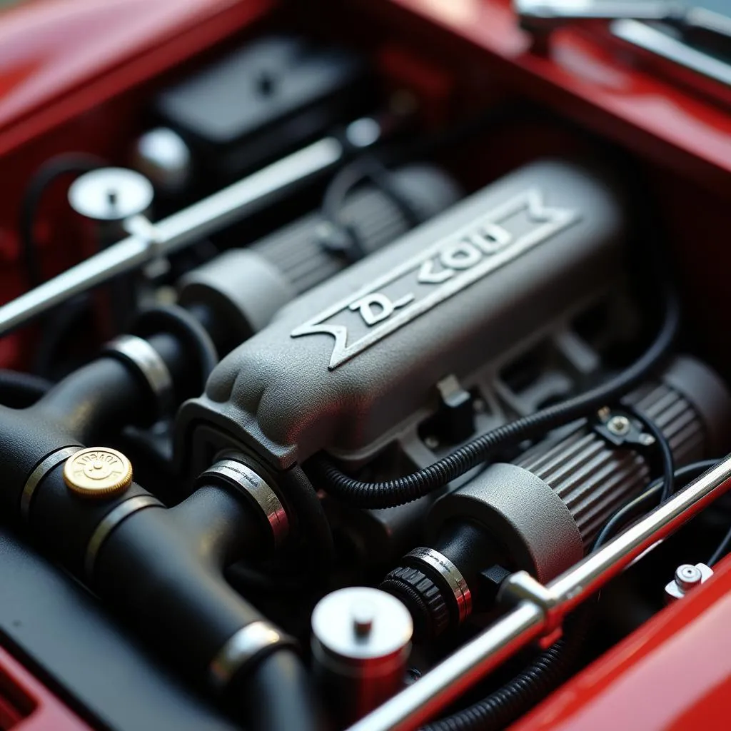 Luxury toy car engine with detailed components