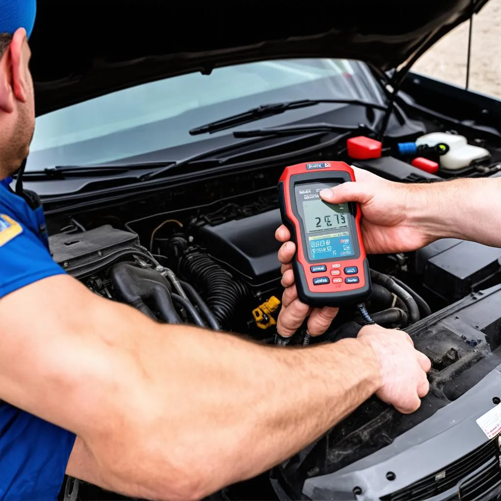 mechanic checking engine fault