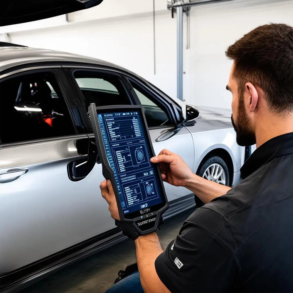 Mechanic Diagnosing European Car