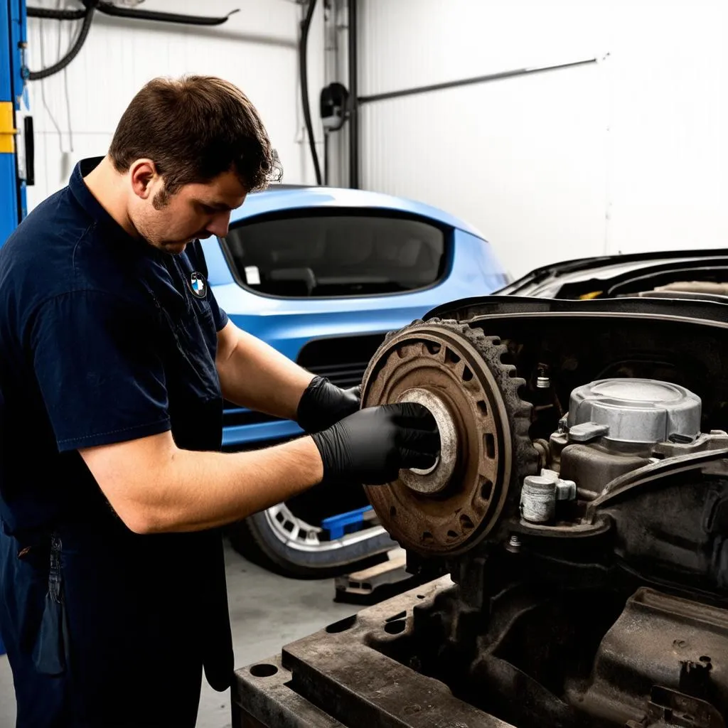 Mechanic Inspecting Differential