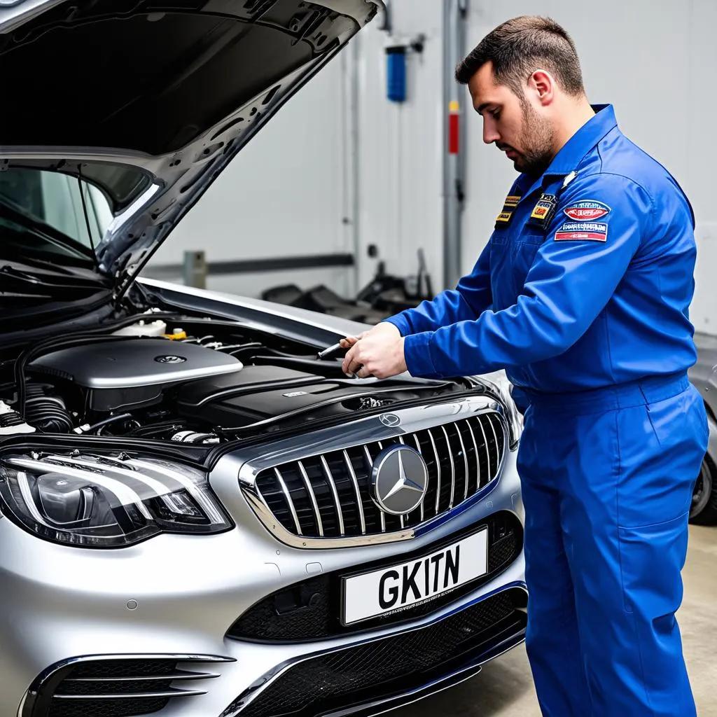 Mechanic Inspecting a Car