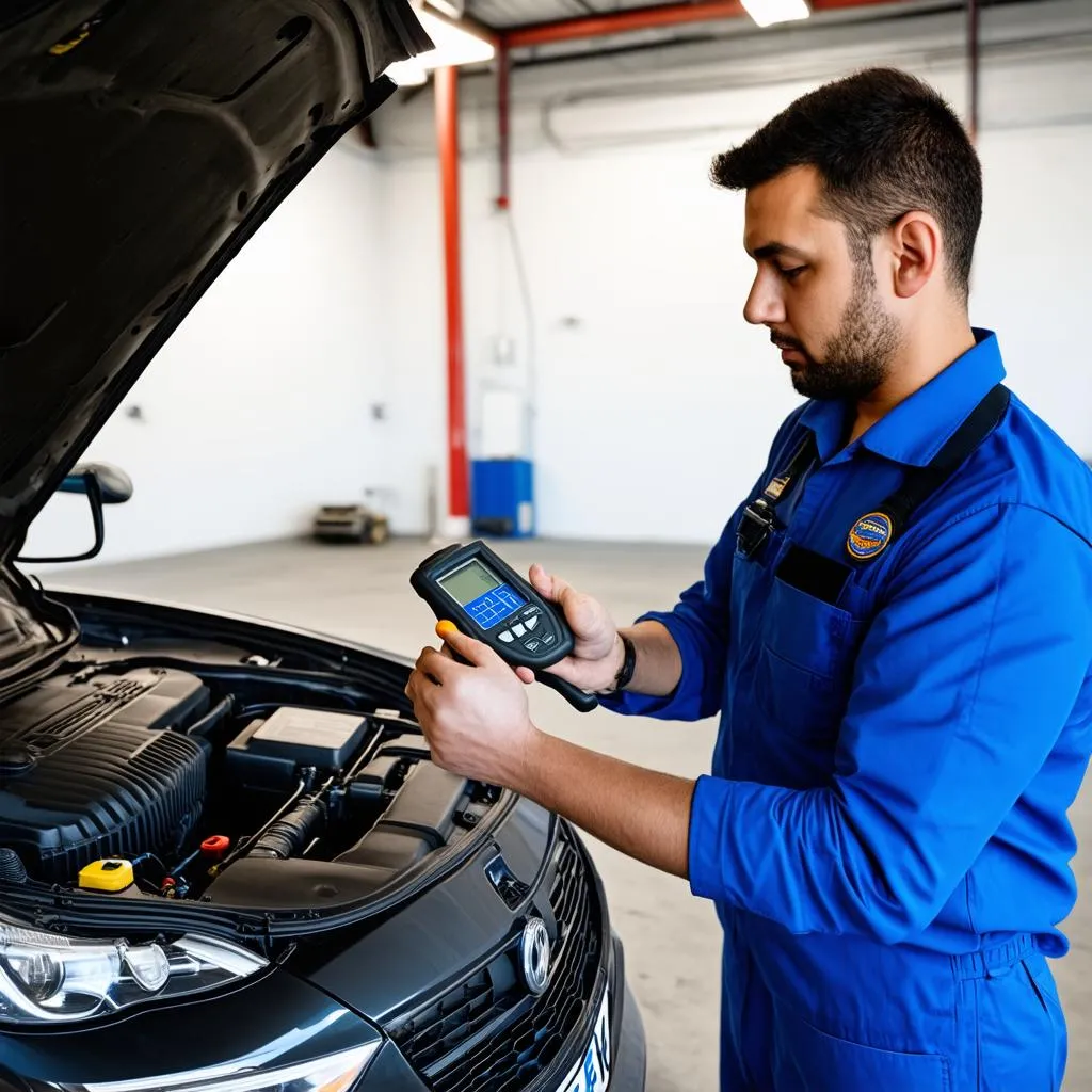 Mechanic Inspecting Used Car