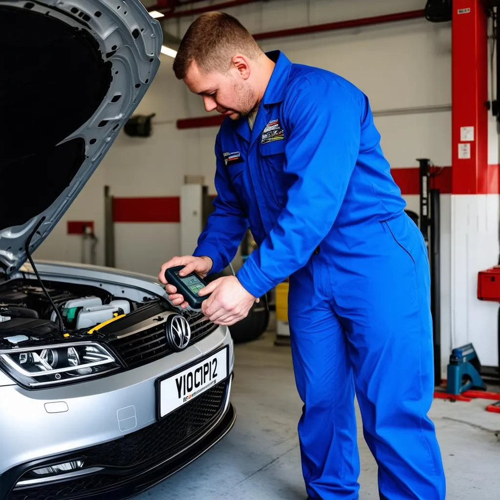 Mechanic Using Diagnostic Tool