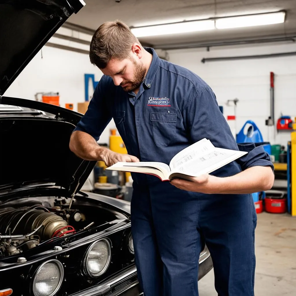 Mechanic Working on Classic Car