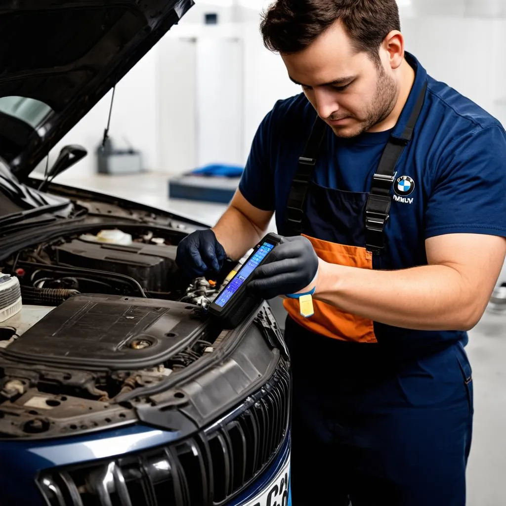 Mechanic Repairing a BMW