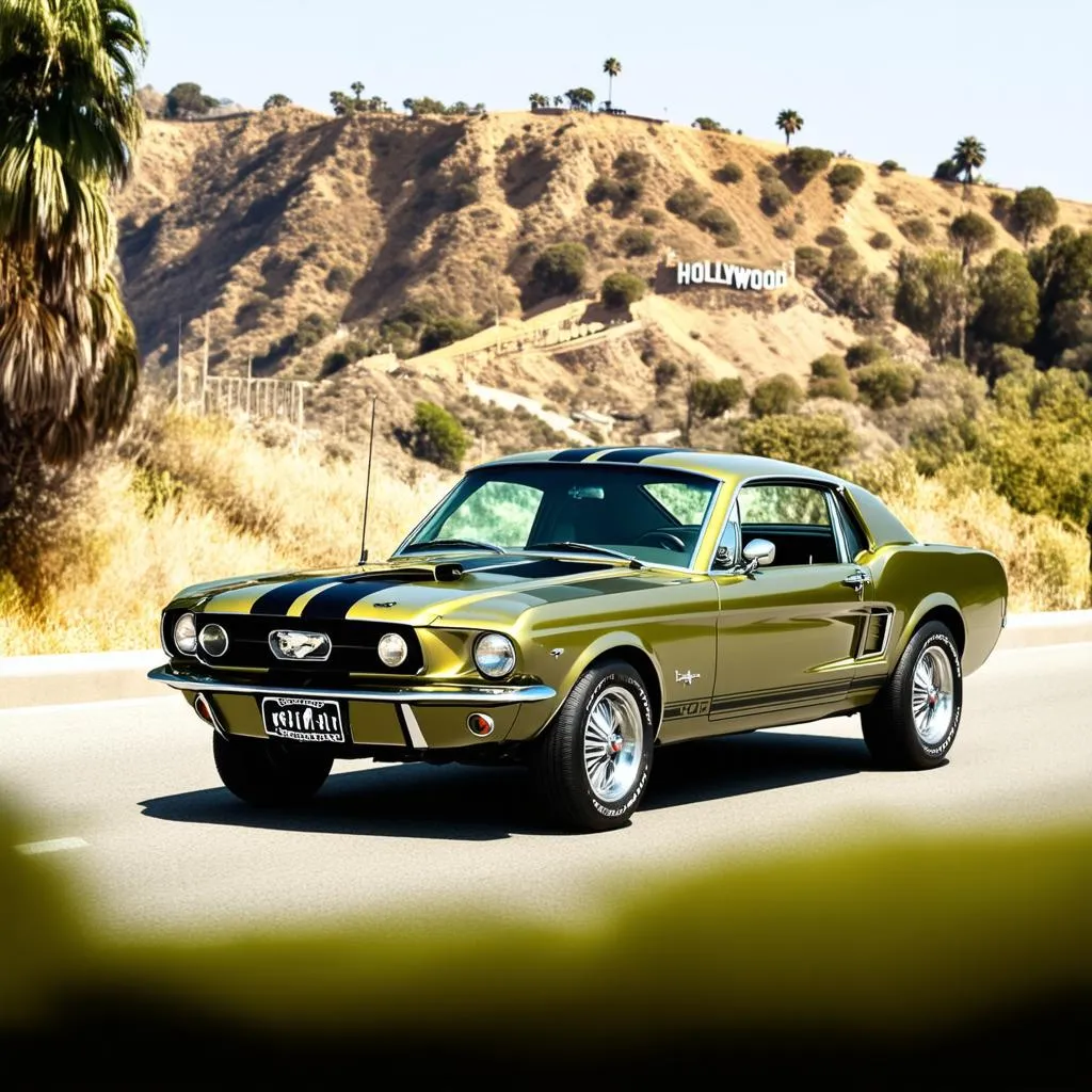 Metallic Olive Green Ford Mustang