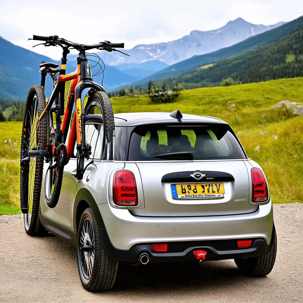 Hitch bike rack on a Mini Cooper