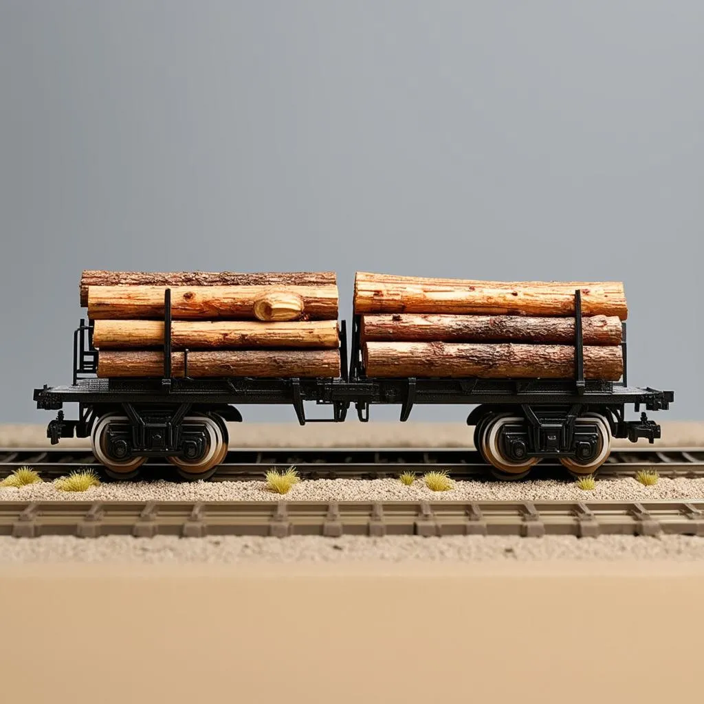 N scale logging car close-up