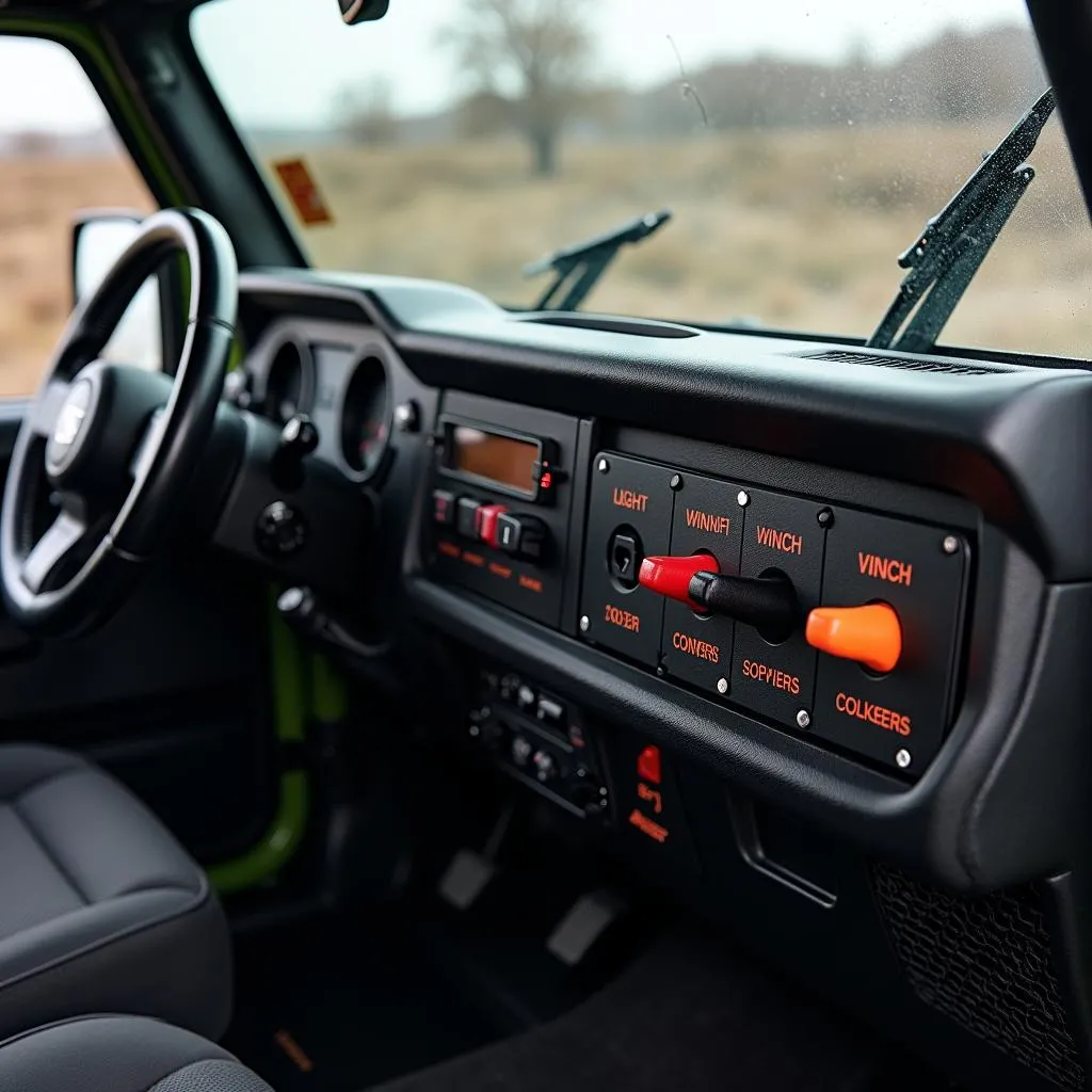 Off-road vehicle with a custom switch panel