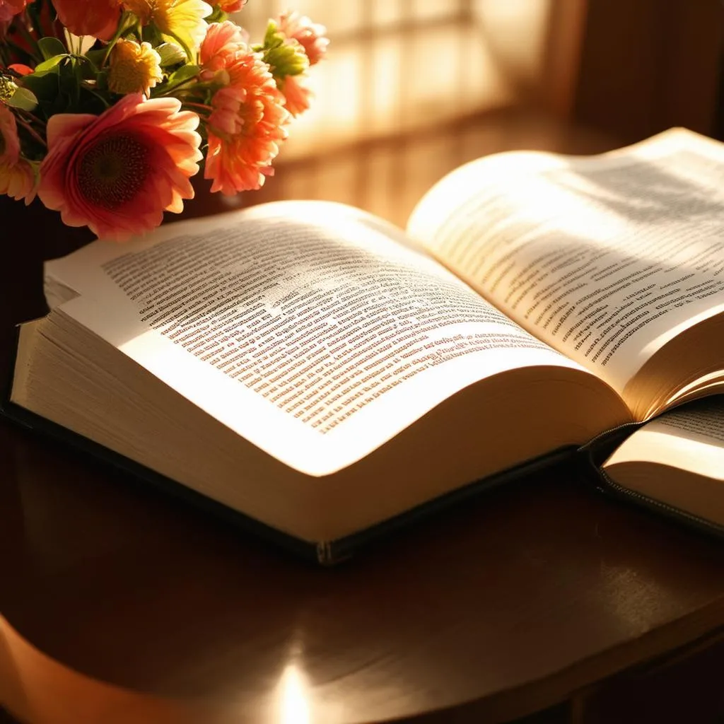 open book with flowers