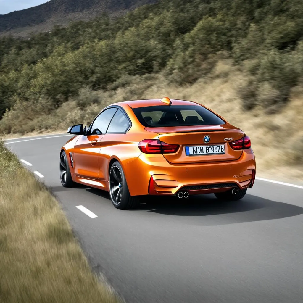 Orange M4 BMW Driving