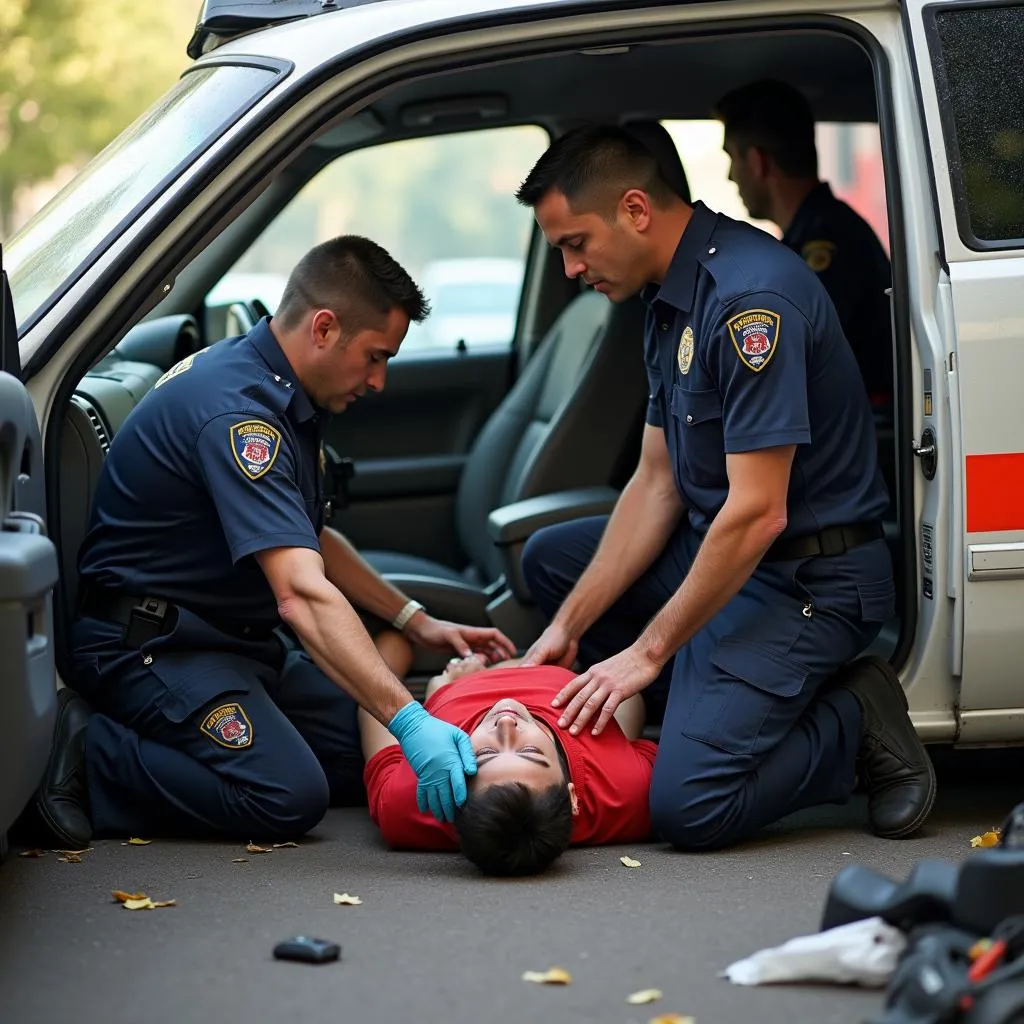 Paramedics Assisting Ejected Victim