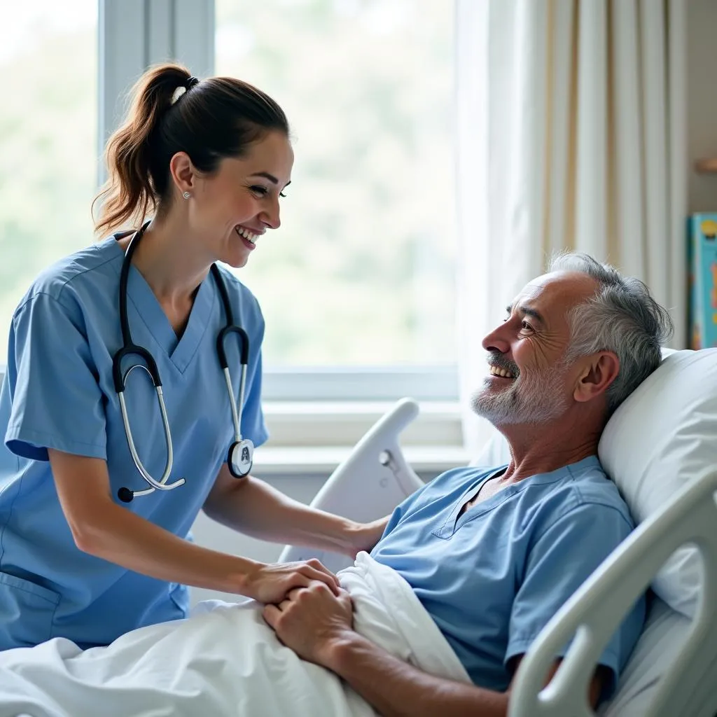 Patient care technician assisting a patient