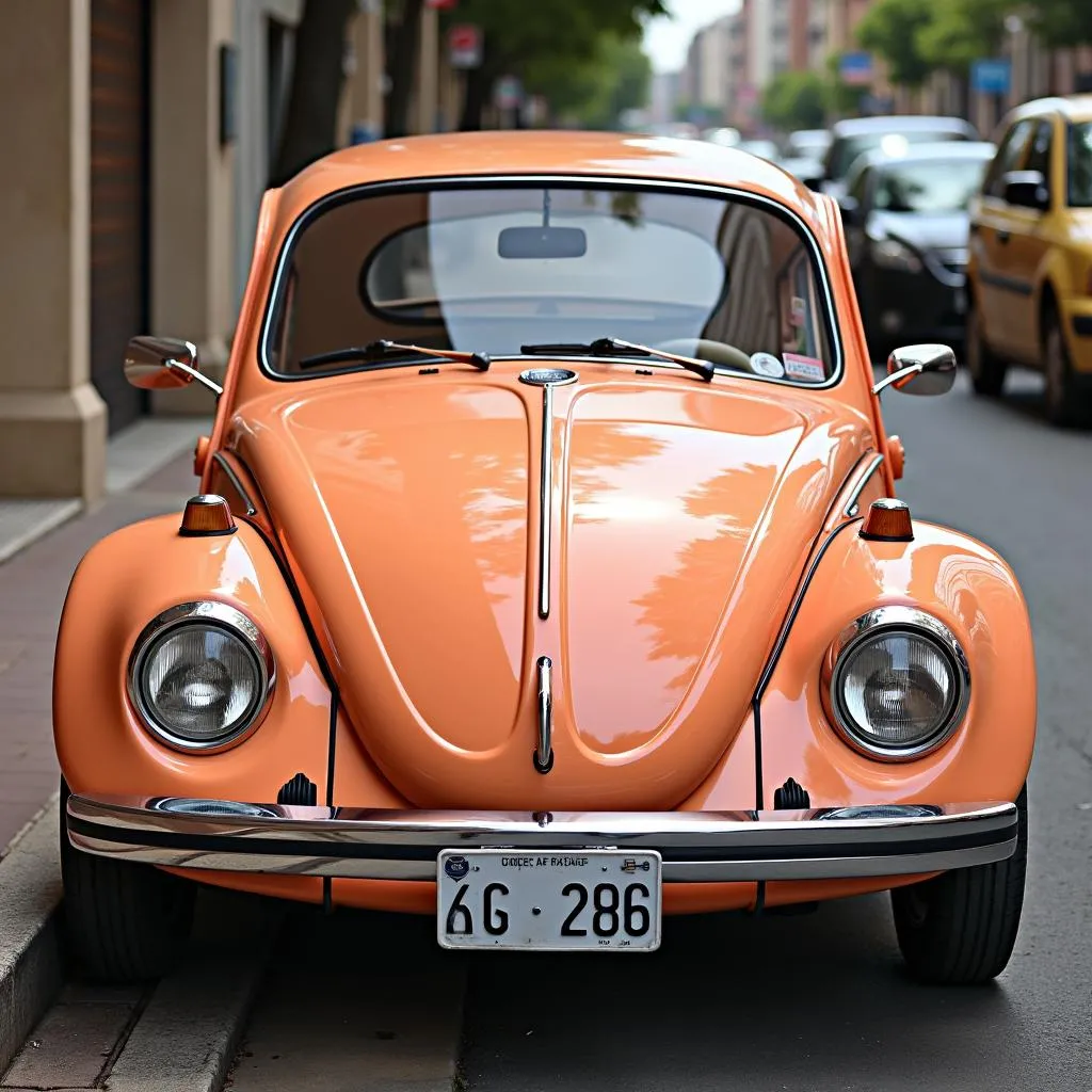 Peach Colored Car on a Sunny Day