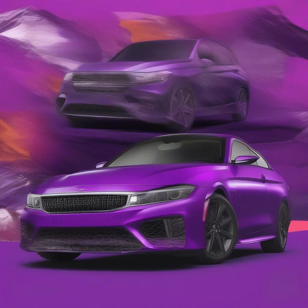 Car with purple wrap