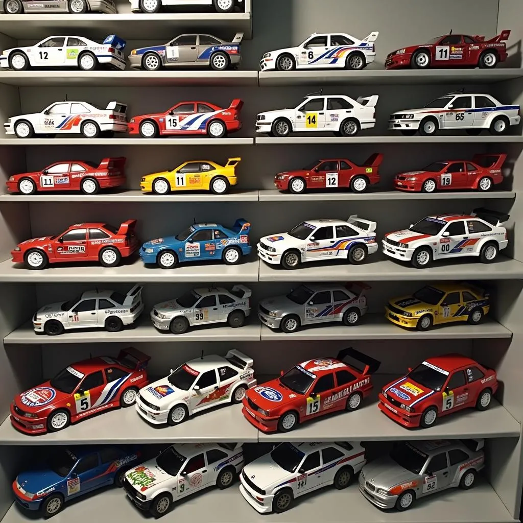 A stunning collection of rally car models on display