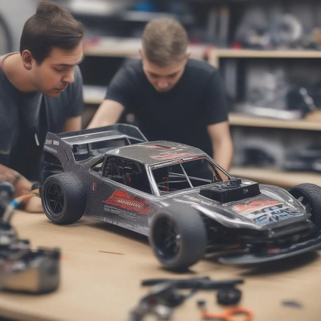 RC car body shell installation