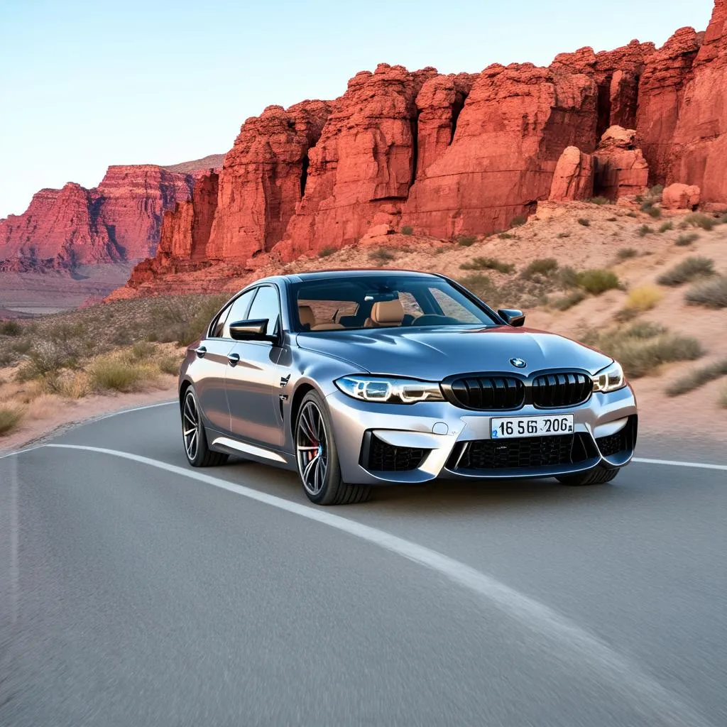 BMW M340i Driving Red Rock Canyon