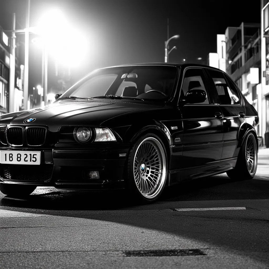 Refurbished BMW rims on a car