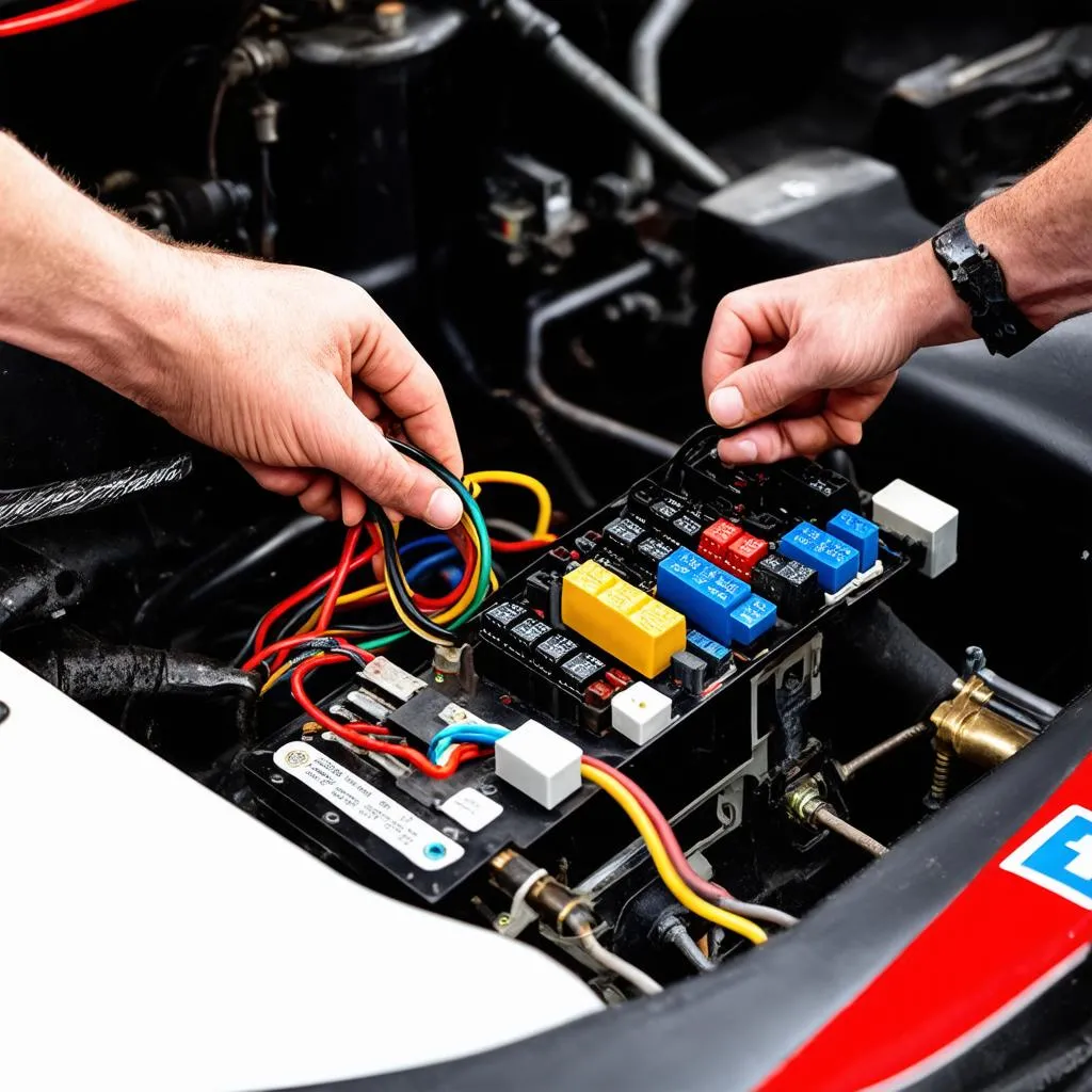 Race car relay panel installation